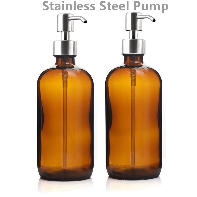 Amber Glass Soap Dispenser