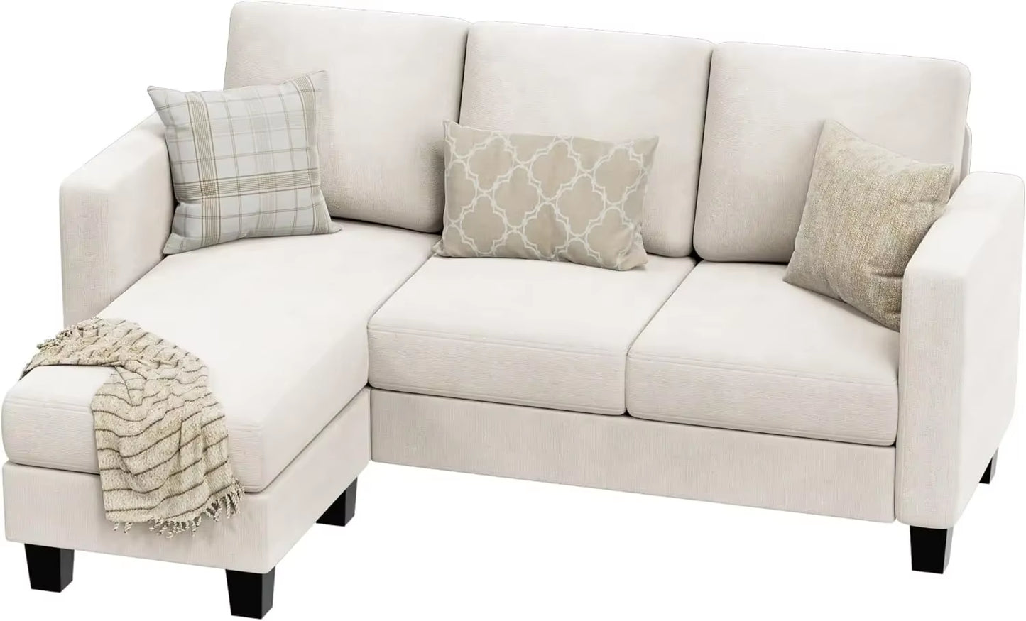 Convertible Sectional Sofa Couch, 3 Seat L-Shaped Sofa 