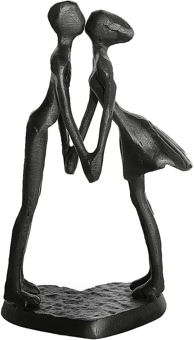 Iron Anniversary Couple Sculpture - Romantic Gifts for Her and Him, 6Th Anniversary, Christmas, Birthday, Wedding, Modern Home Decor of Two Hearts