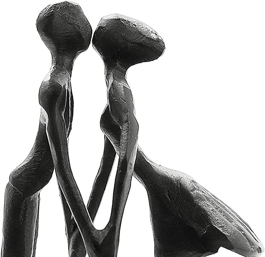 Iron Anniversary Couple Sculpture - Romantic Gifts for Her and Him, 6Th Anniversary, Christmas, Birthday, Wedding, Modern Home Decor of Two Hearts