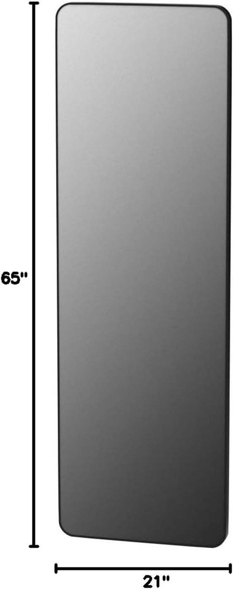 Large Full Length Body Mirror for Floor & Wall in Bedroom - Metal Frame - Big & Tall Long Mirror for Leaning - Full Length Wall Mirror Size 65" X 21" (Black, Slim Lip)