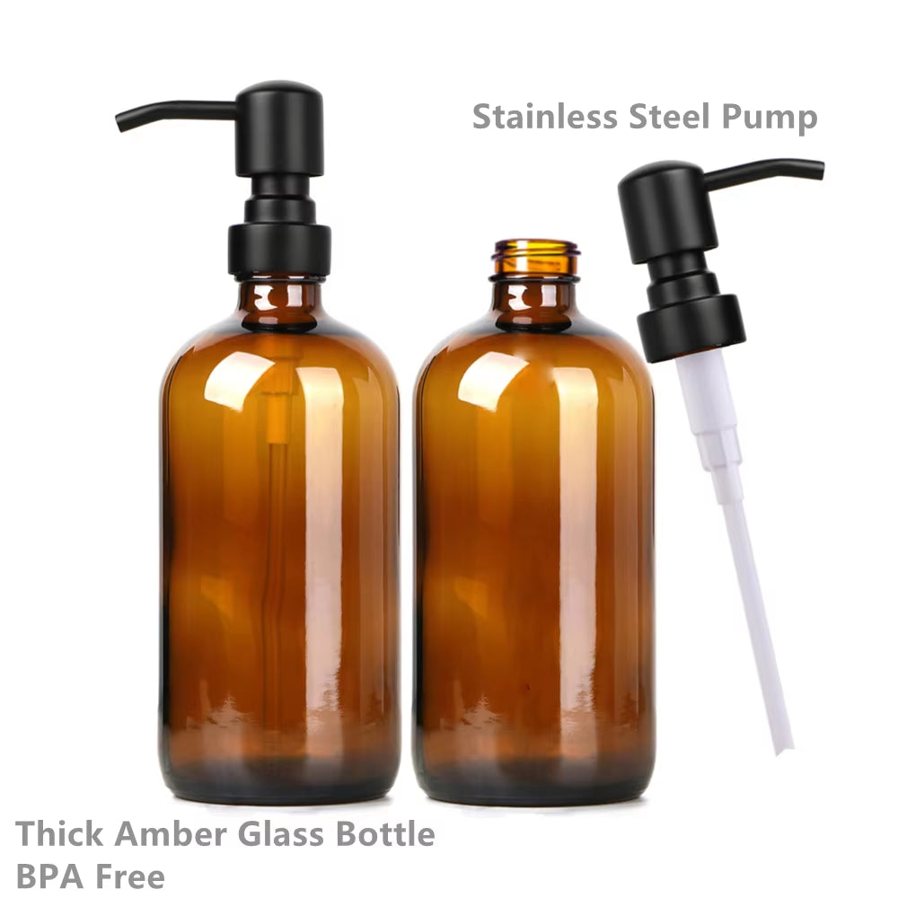 Amber Glass Soap Dispenser